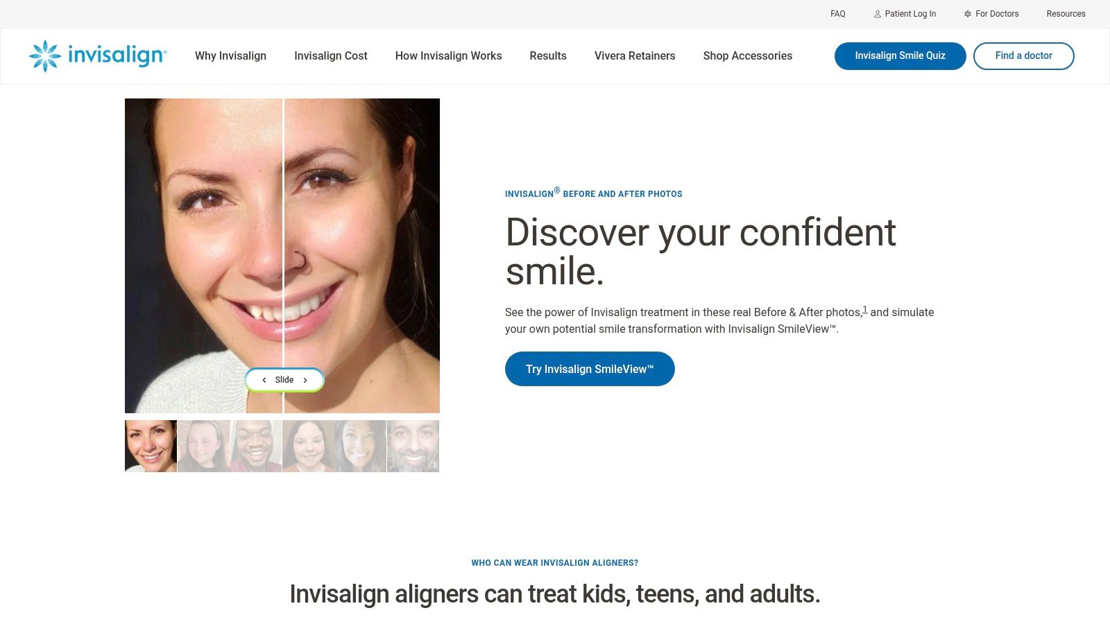 A collage showing multiple Invisalign before and after transformations for crooked teeth.
