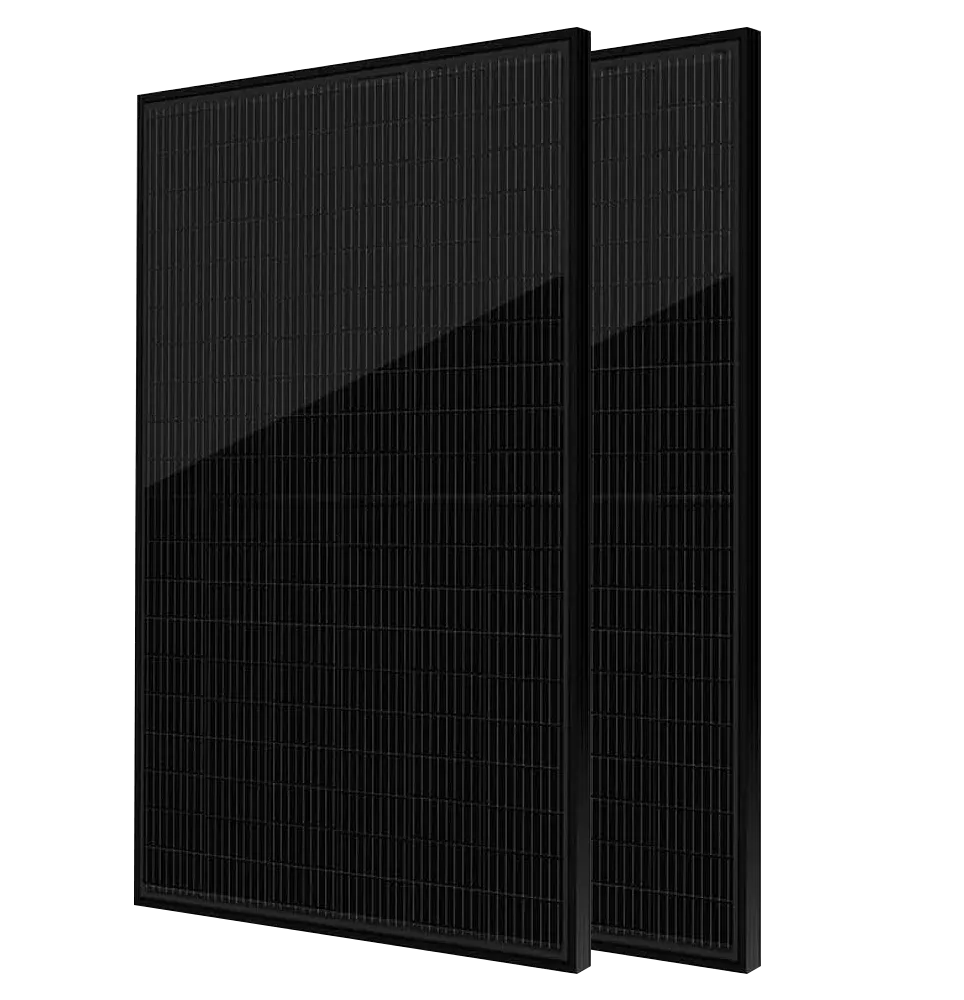 Two sleek black JA solar panels standing side by side