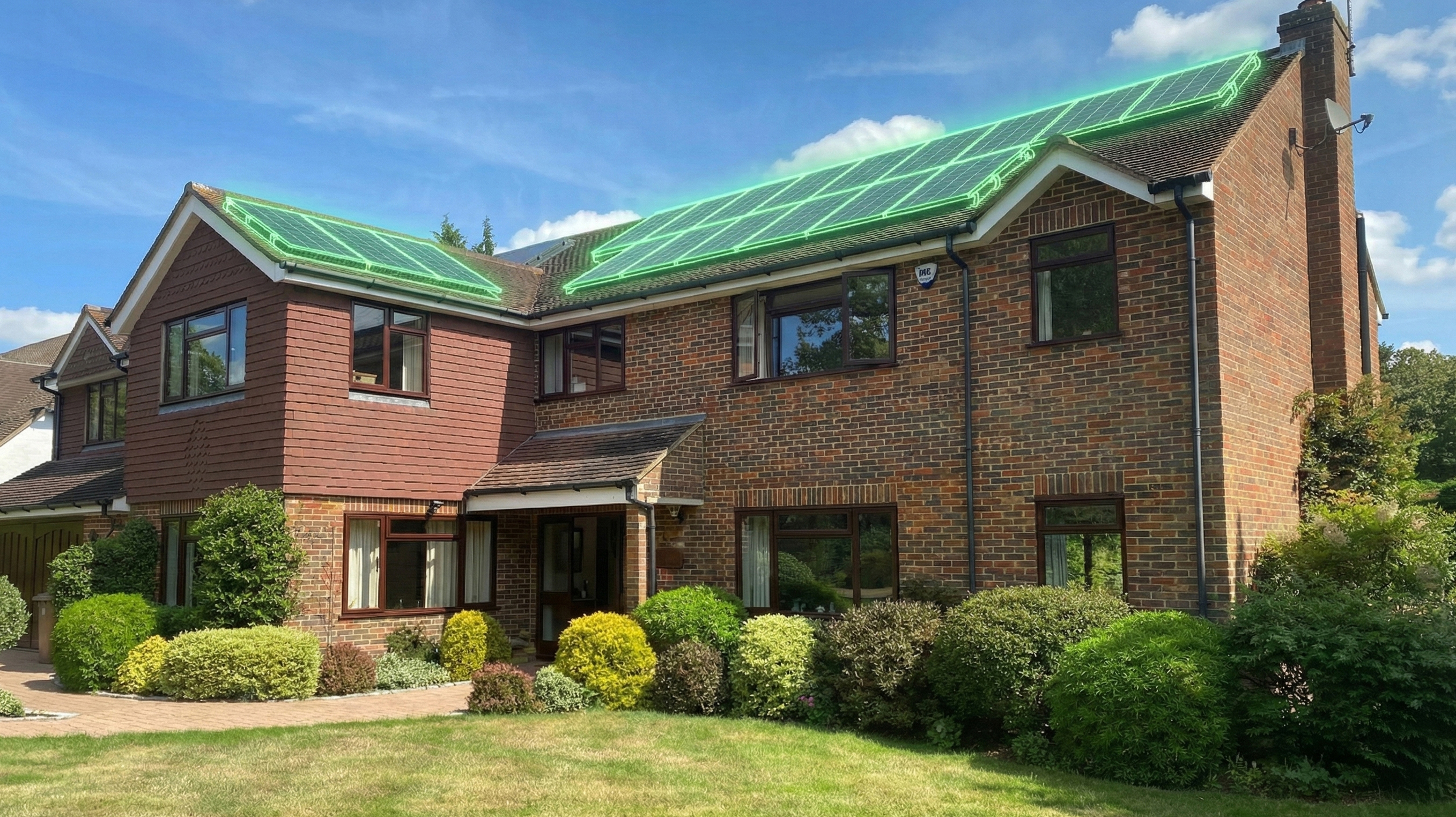 Black solar panels installed by MakeMyHouseGreen on a flat roof with autumn leaves scattered around
