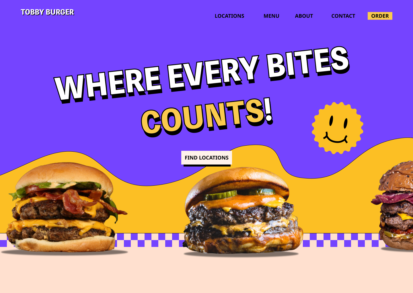 Screenshot of burger website
