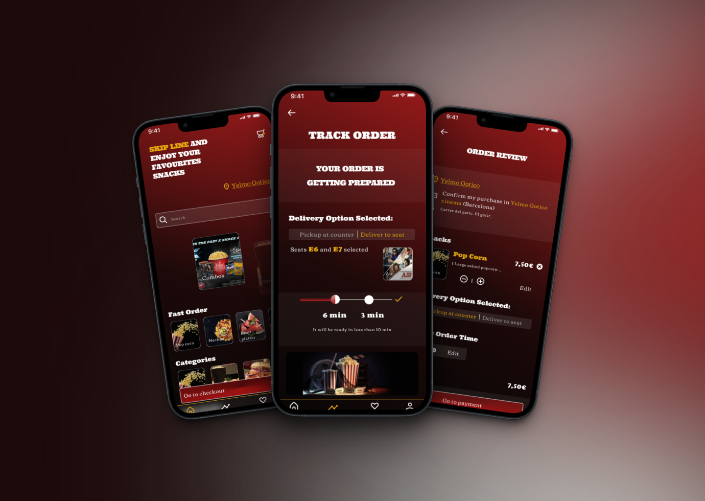 3 mockups screen of POS app