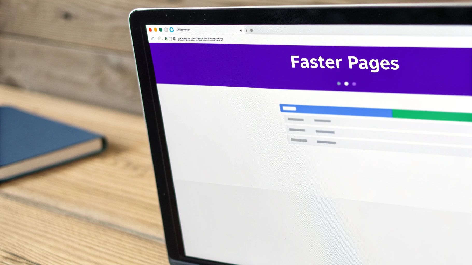 A person analyzing a website speed report on a laptop screen.