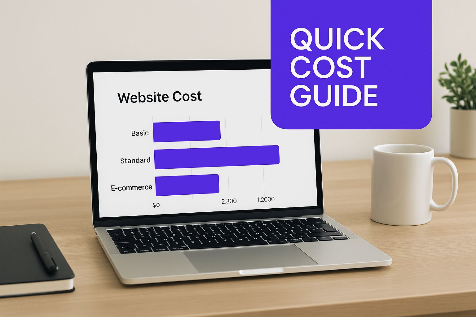 Infographic about average cost for building a website