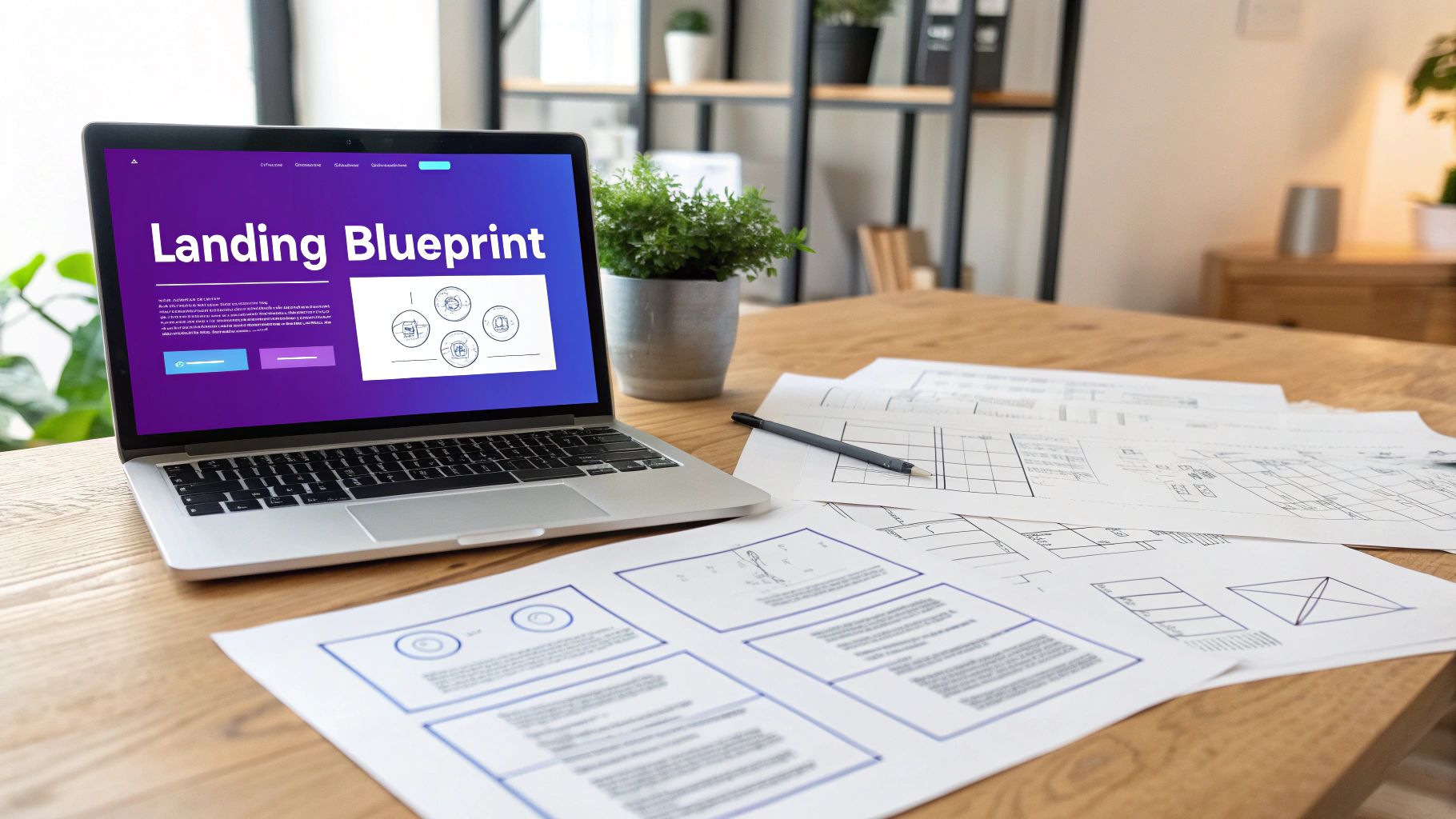 An ecommerce landing page on a laptop screen showing a product and a clear 'buy now' button.