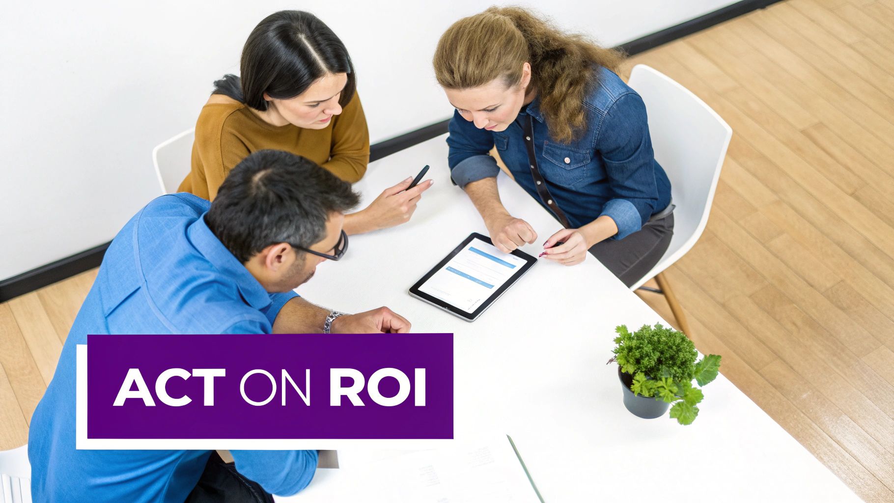 A person at a desk making decisions based on charts and graphs, representing ROI-driven business actions.