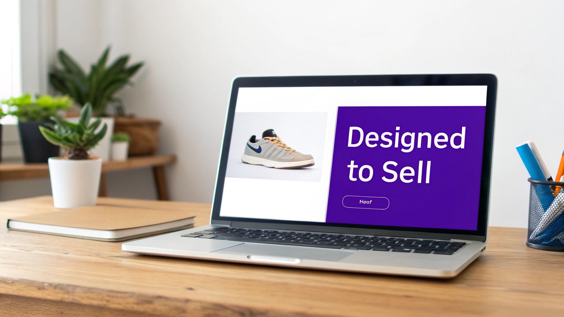 A person browsing an e-commerce website on their laptop, with products displayed in a clean, modern layout.