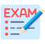 Exam paper with pencils icon, representing the rigorous test preparation offered for VCE subjects at Novicate.