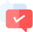 Icon depicting a document with a red checkmark, symbolizing approved or completed tasks in Novicate's administrative processes.