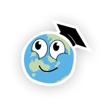 Anthropomorphized Earth with a surprised expression, stylized with the VCE logo for engaging Novicate students in science studies.