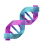 Colorful DNA double helix icon representing genetics and biology.