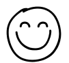 Simple smiley face icon representing happiness and positivity.