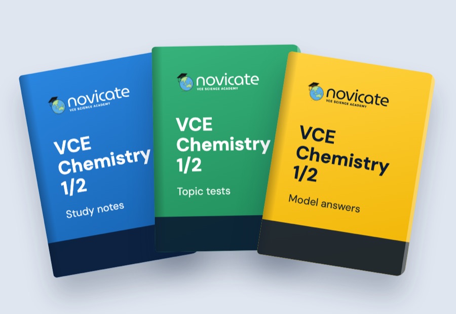 VCE Chemistry 1/2 study notes, topic tests and model answers booklets