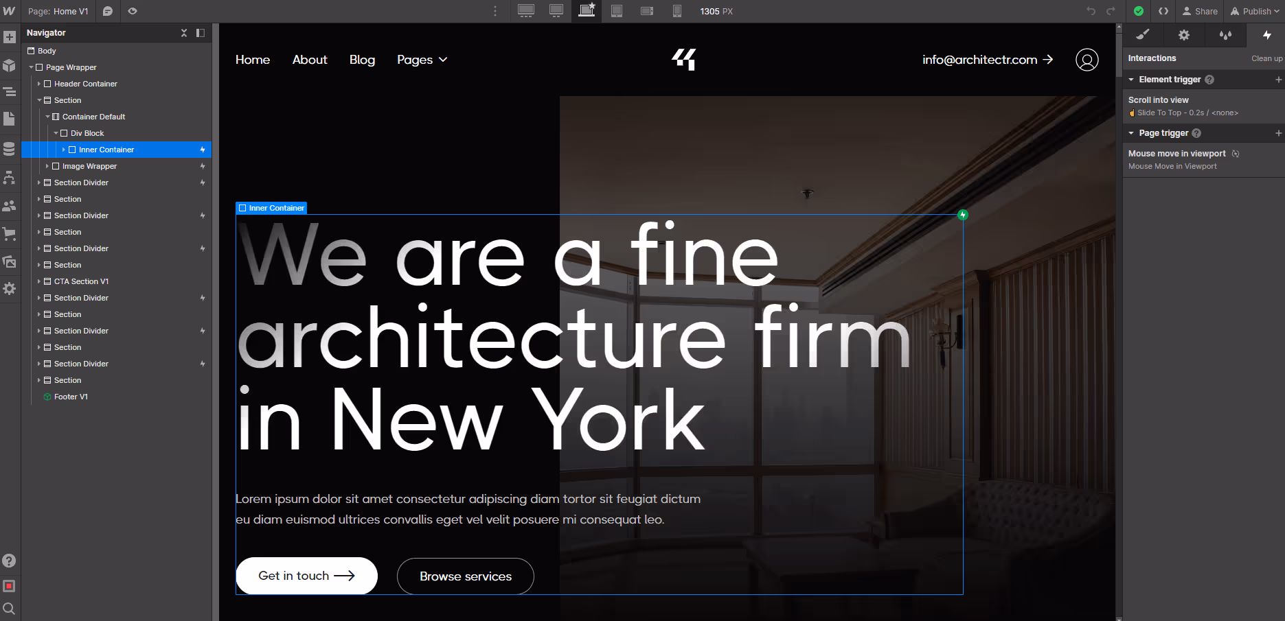 Animations - Architectr X Webflow Template