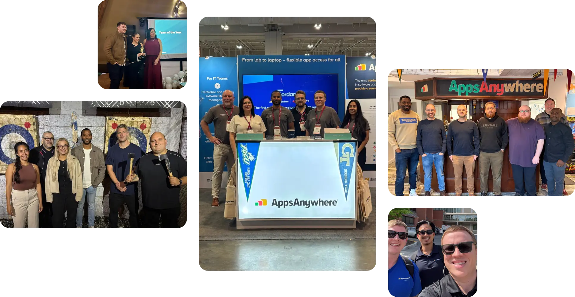 A collage of different company moments