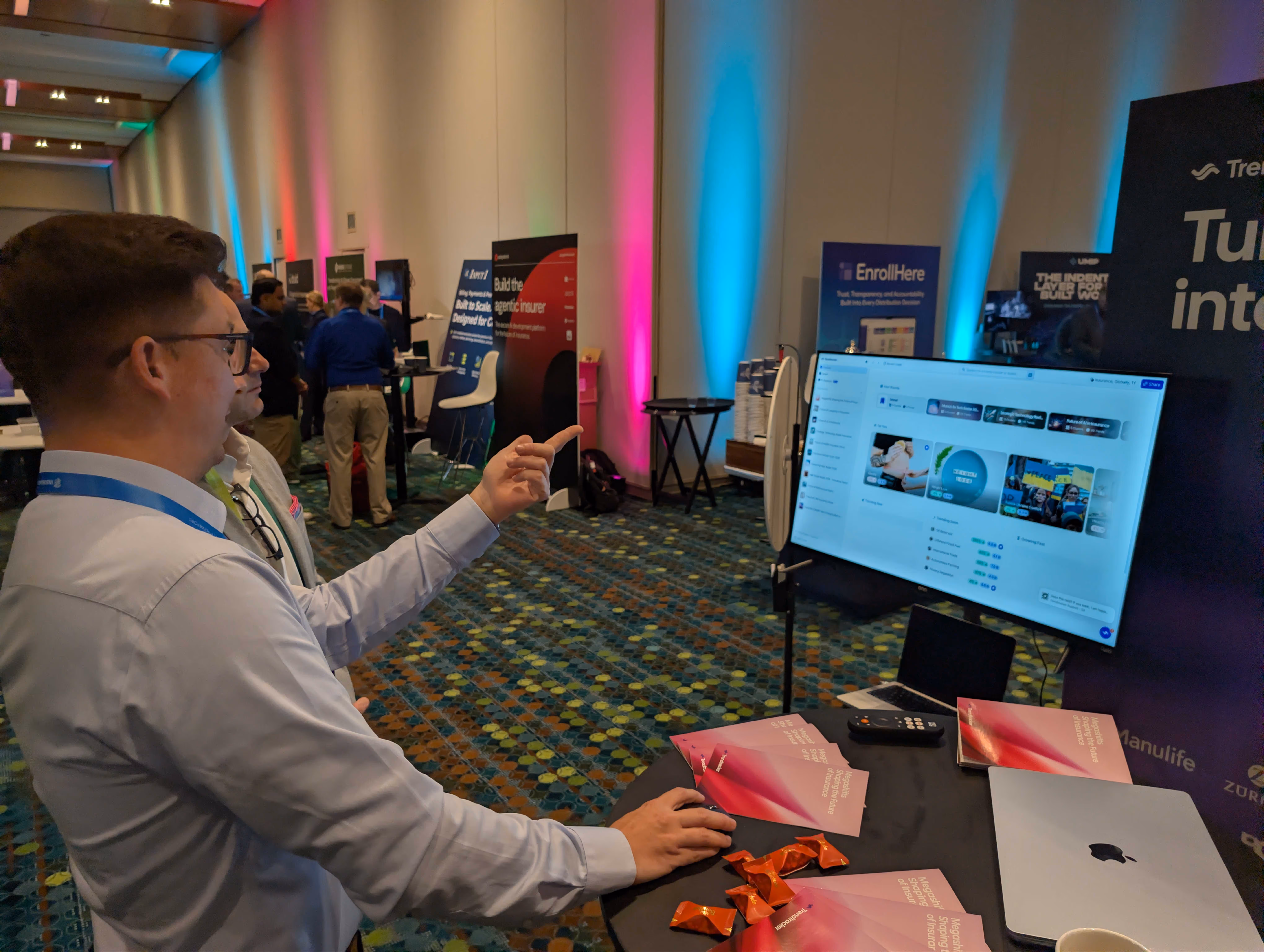 Don Keleman, Managing Director US at Trendtracker, reviewing insurance market intelligence at Insurance Innovators USA 2026.