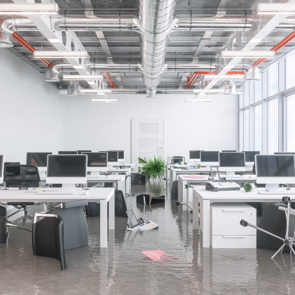 Flooded office
