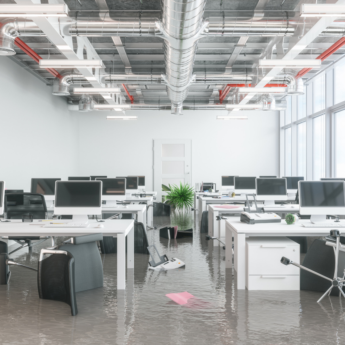 Flooded office