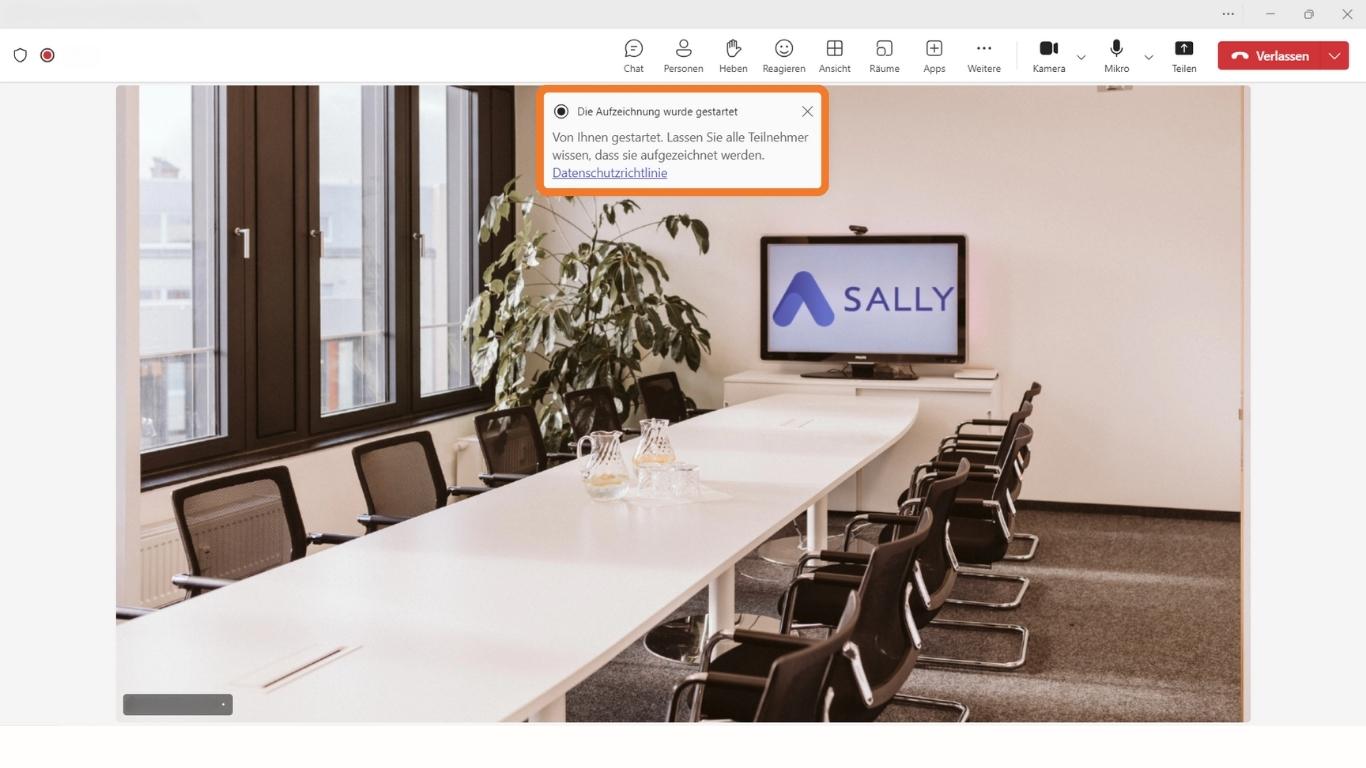 Teams Meeting aufzeichnen: Teilnehmer informieren