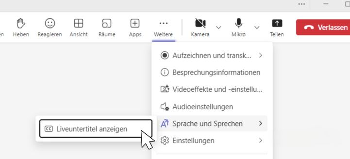 Sprache der Live-Transkription auswählen