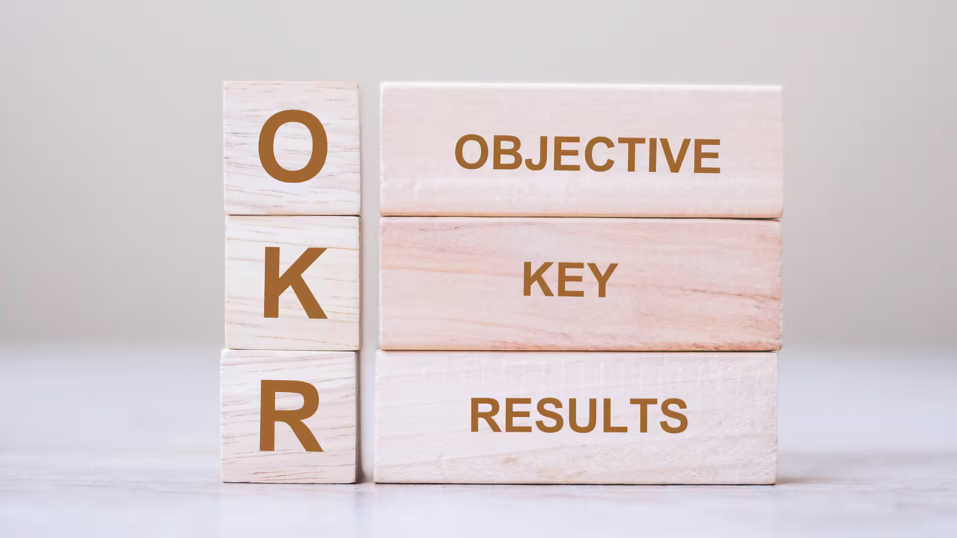 OKR Objective Key Results written on wooden blocks