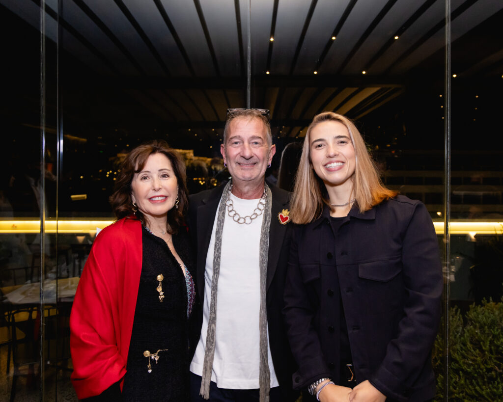 Patricia Lambrecht, Gregory Pappas and Natalia Bougadellis together at Olympias Rooftop.