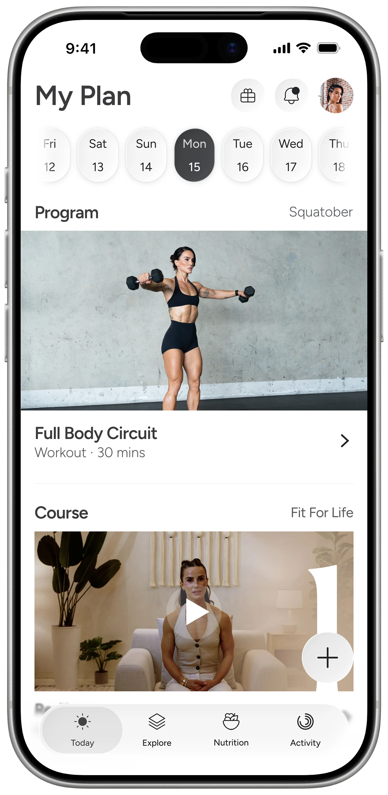 The 7-day workout plan on two tablets