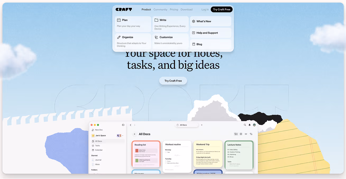 Your space for notes, tasks, and big ideas