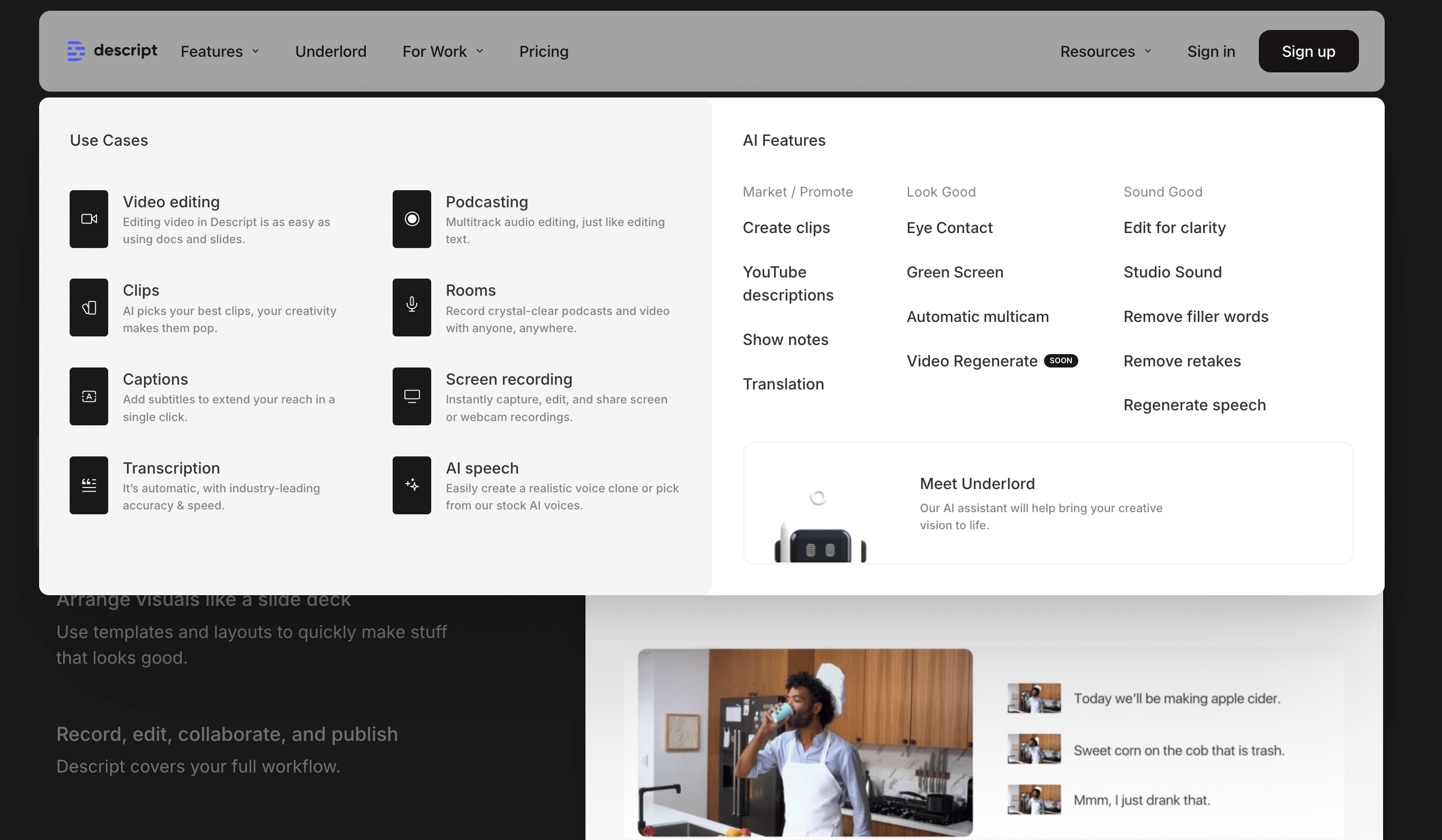 Descript is the AI-powered, fully featured, end-to-end video editor that you already know how to use.