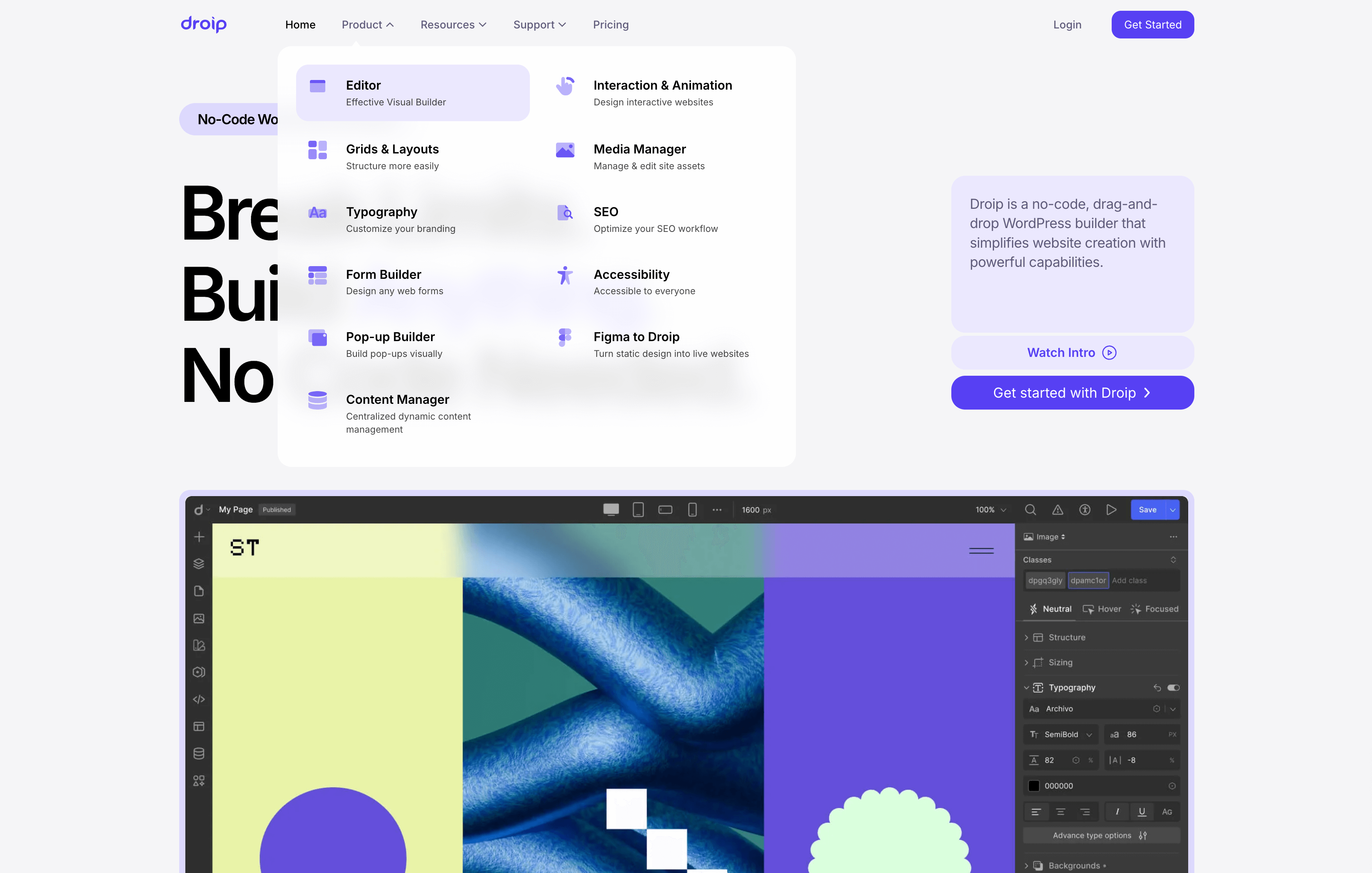 Droip is a no-code, drag-and-drop WordPress builder that simplifies website creation with powerful capabilities.