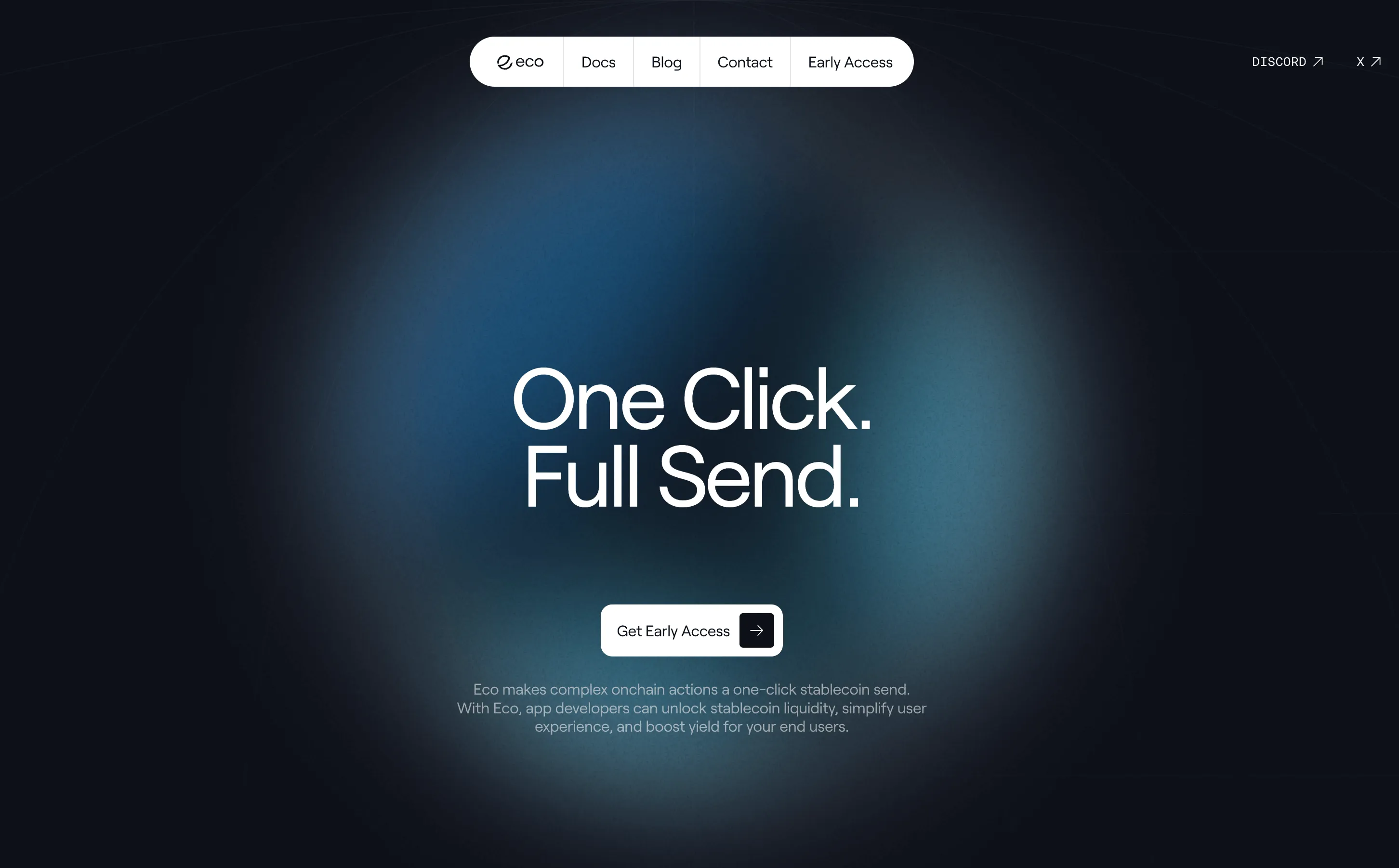 Eco makes complex onchain actions a one-click stablecoin send.