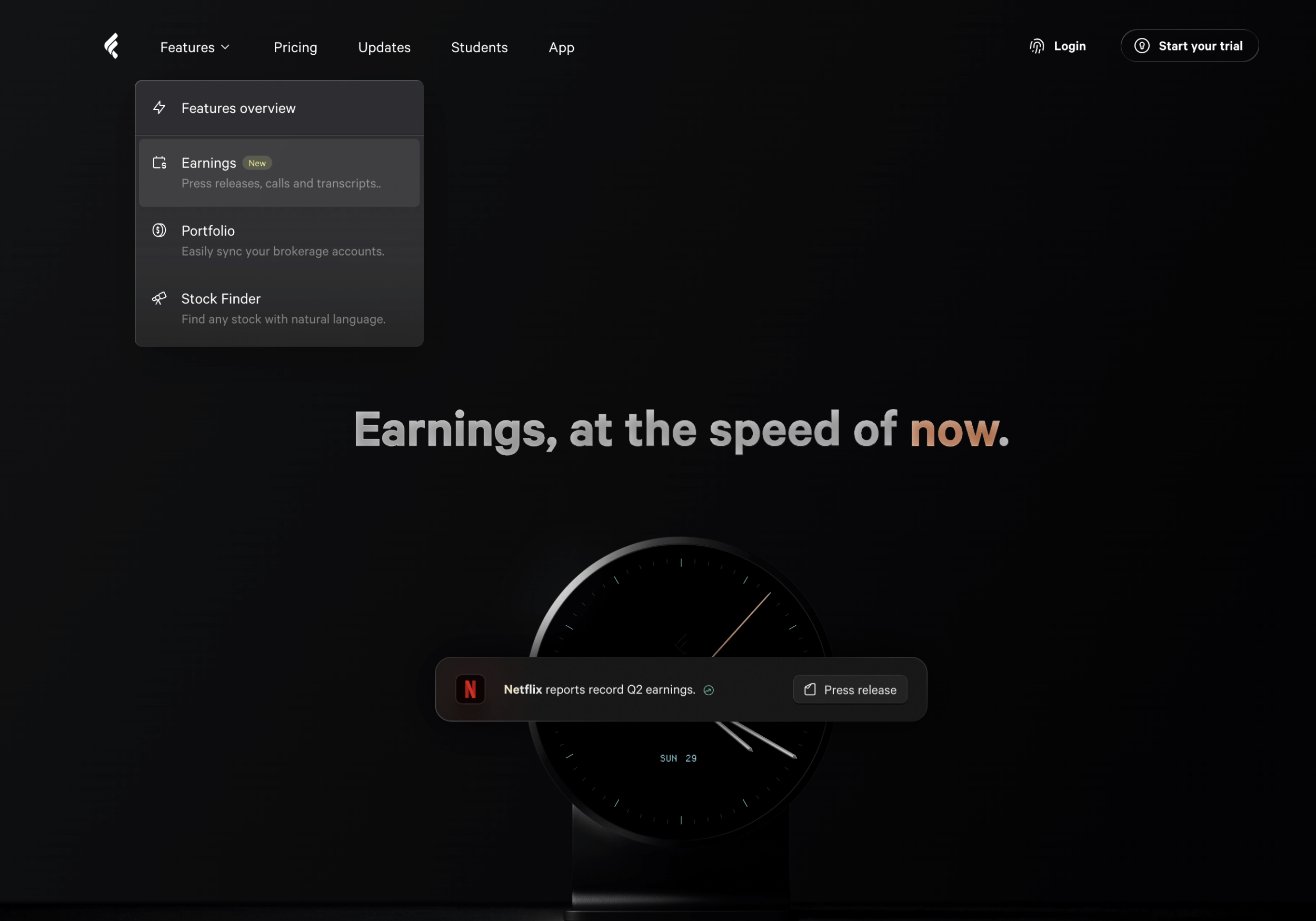 Fey turns complex data, gated tools, and noisy news into instant earnings alerts, clear summaries, and a beautiful interface—so anyone can stay informed, without feeling overwhelmed.