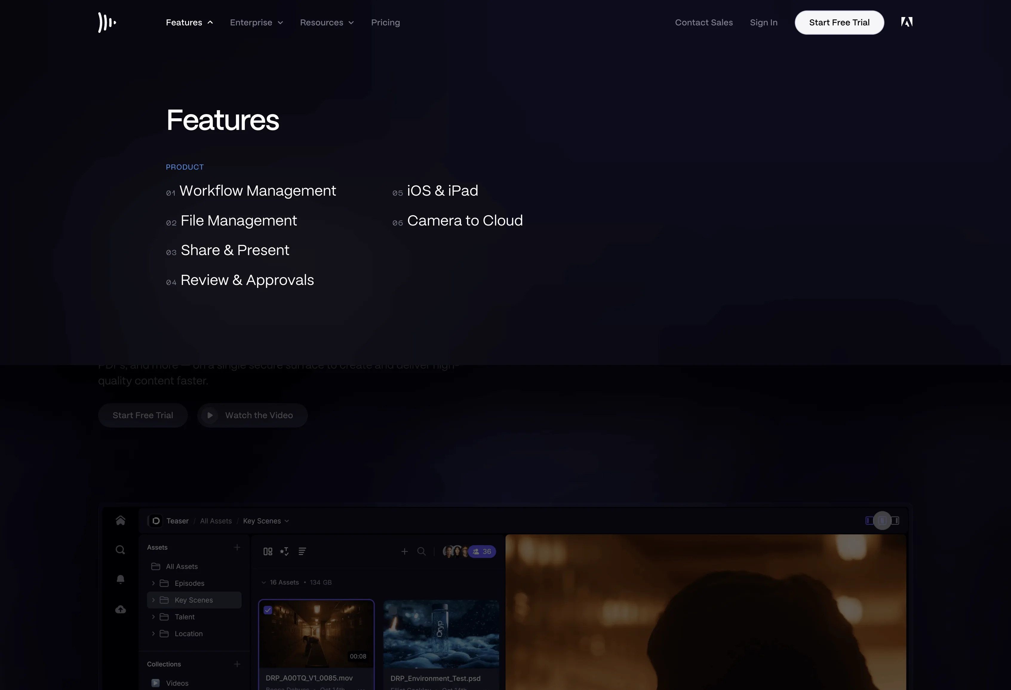 Manage all of your media and assets — video, photos, design files, docs, PDFs, and more — on a single secure surface to create and deliver high-quality content faster.