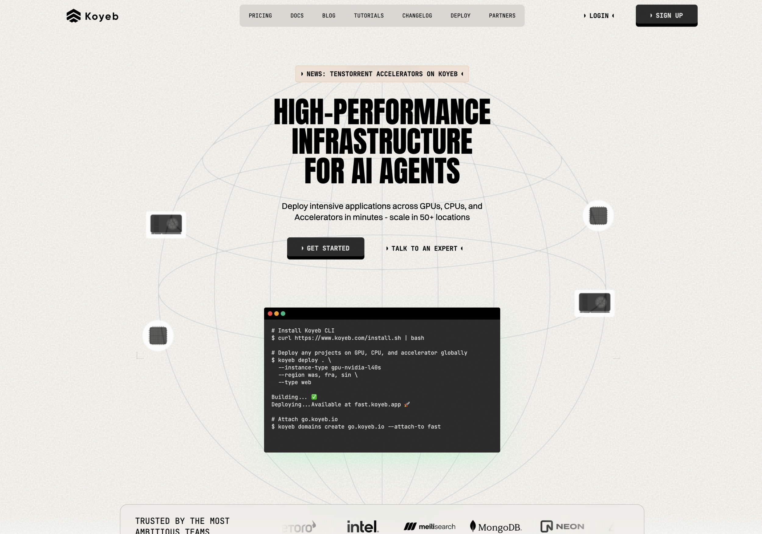Deploy intensive applications across GPUs, CPUs, and Accelerators in minutes - scale in 50+ locations