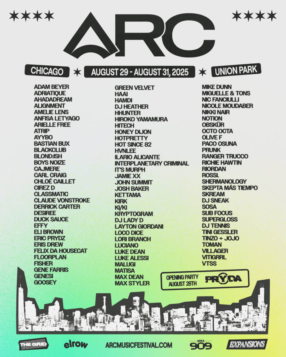 ARC Music Festival 2025 lineup, August 29–31