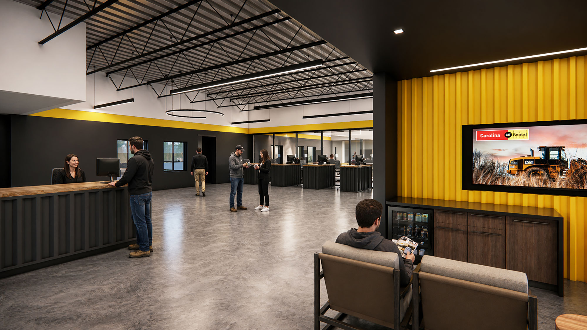 Commercial office renovation interior by Ossa Studio featuring modern industrial finishes and workspace design