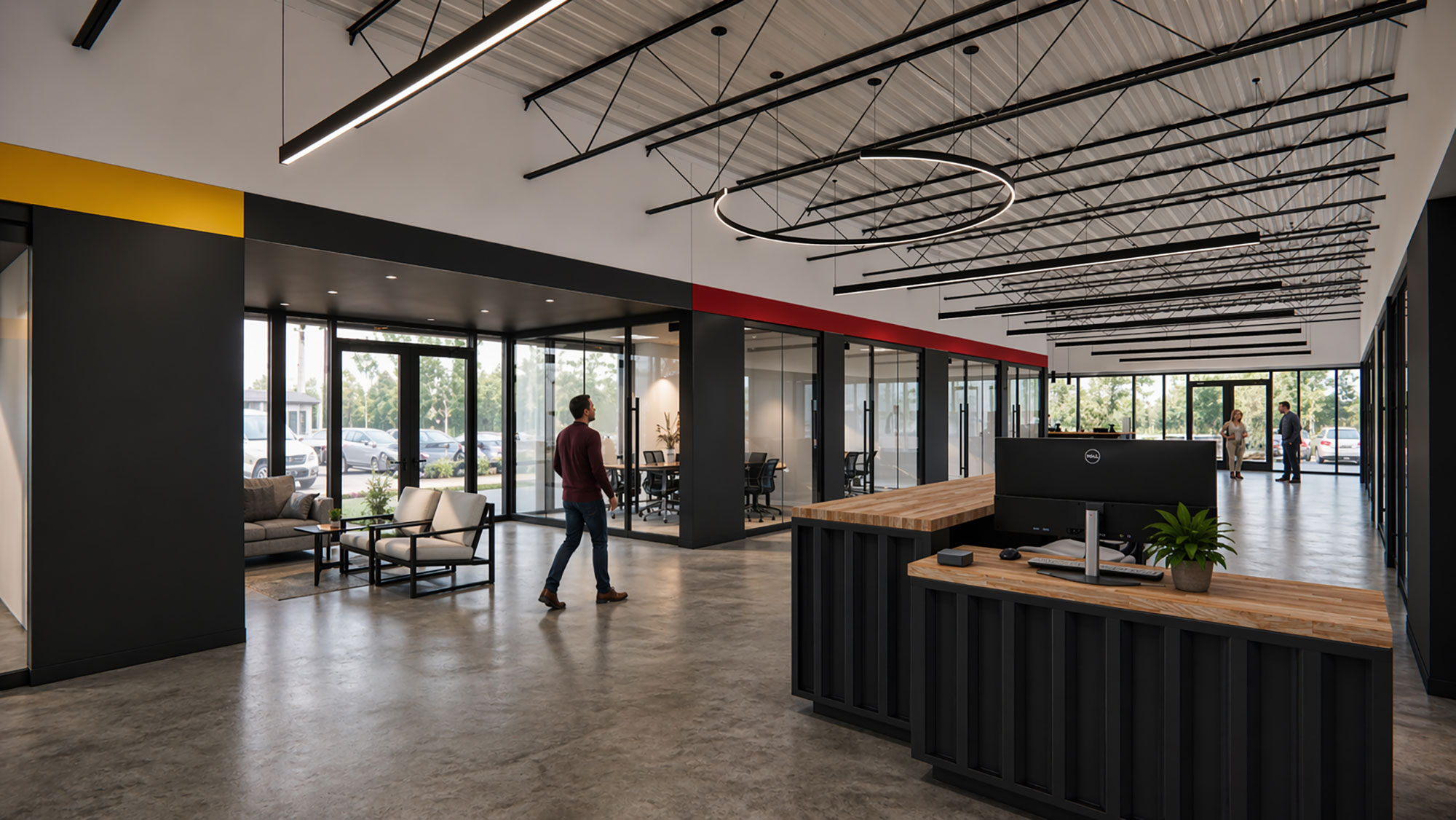 Modern industrial office interior designed by Ossa Studio featuring workplace renovation and contemporary architecture