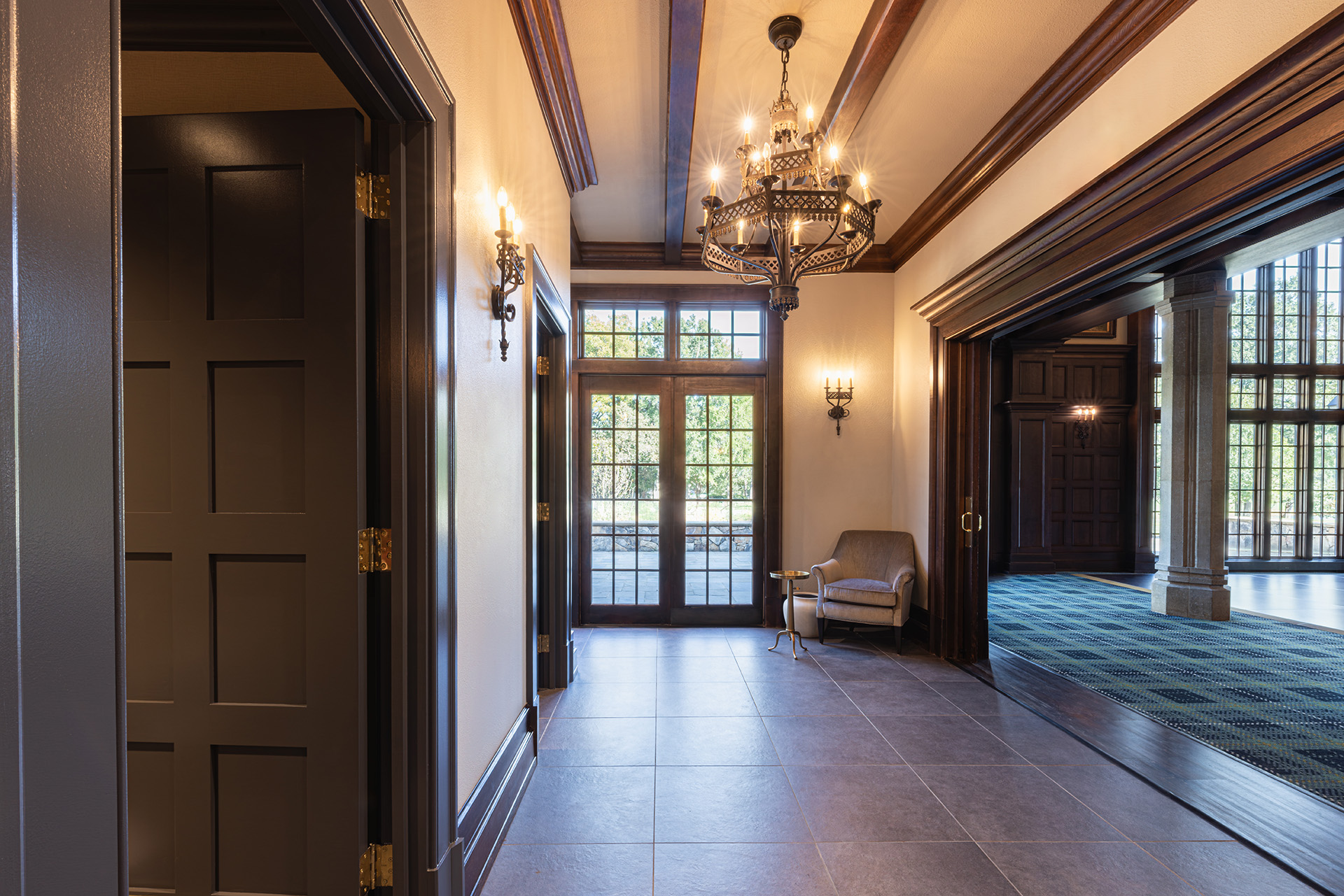 Interior renovation at Longview Country Club in Waxhaw, NC, integrating new spaces with the club’s traditional architecture.