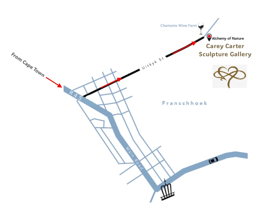 Carey Carter Sculpture Art Garden Gallery Map in Franschhoek