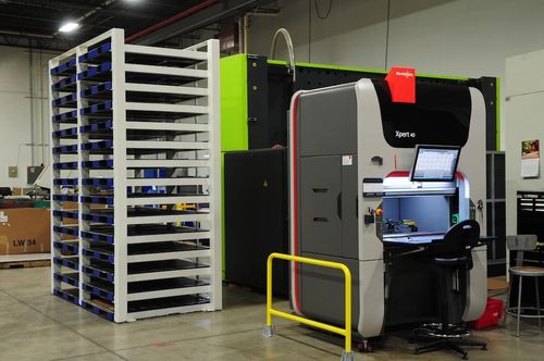 LEAN Work Cell Staging Rack next to cutting laser for easy feeding