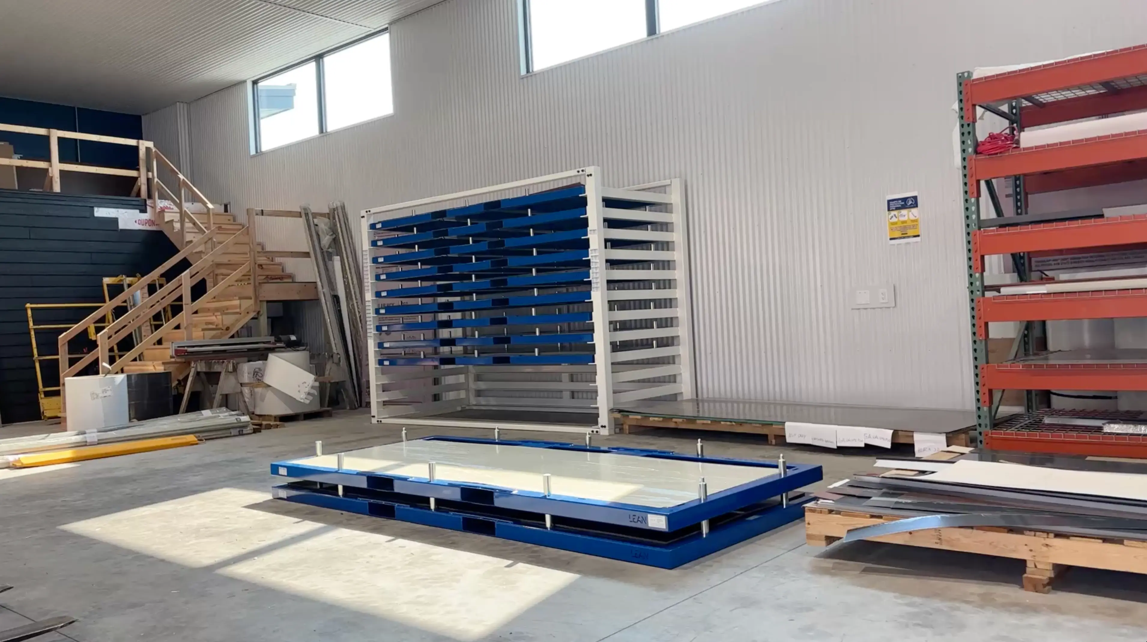 sheet metal storage rack with stackable cartridges