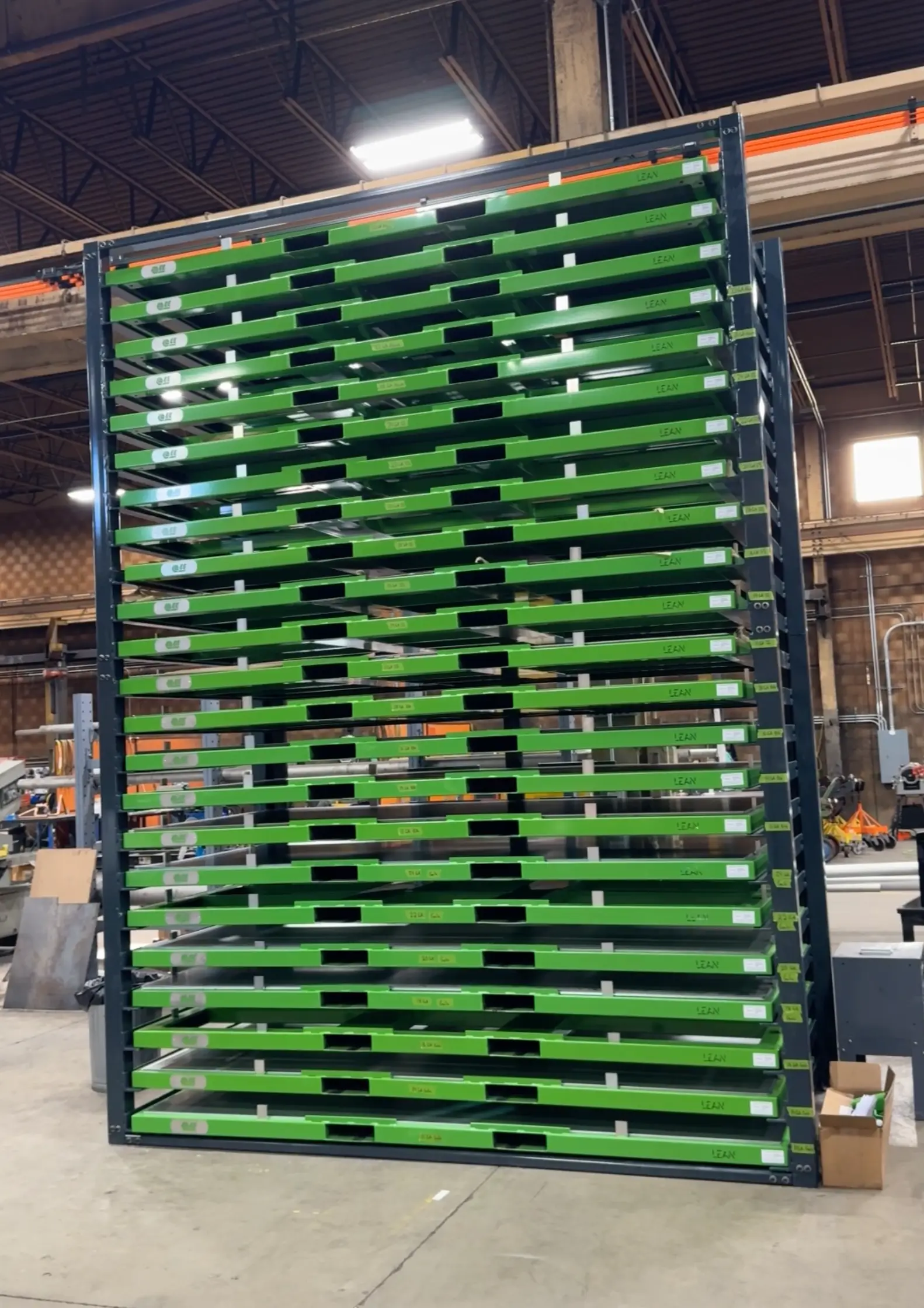 Warehouse rack system for vertical sheet metal storage