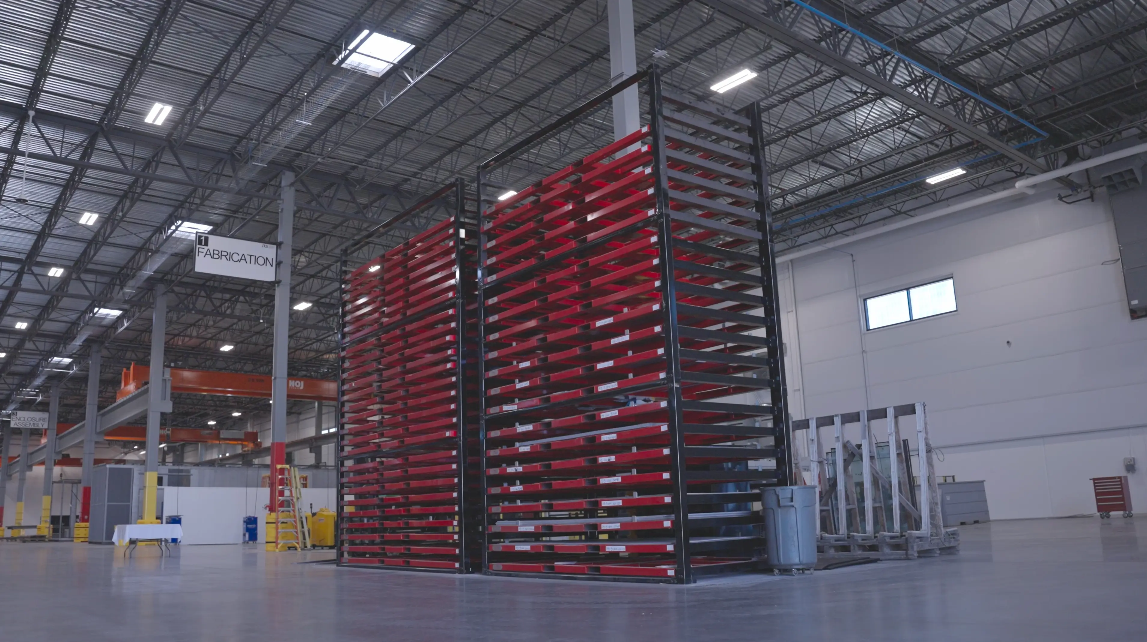 Steel sheet storage rack used in manufacturing facility