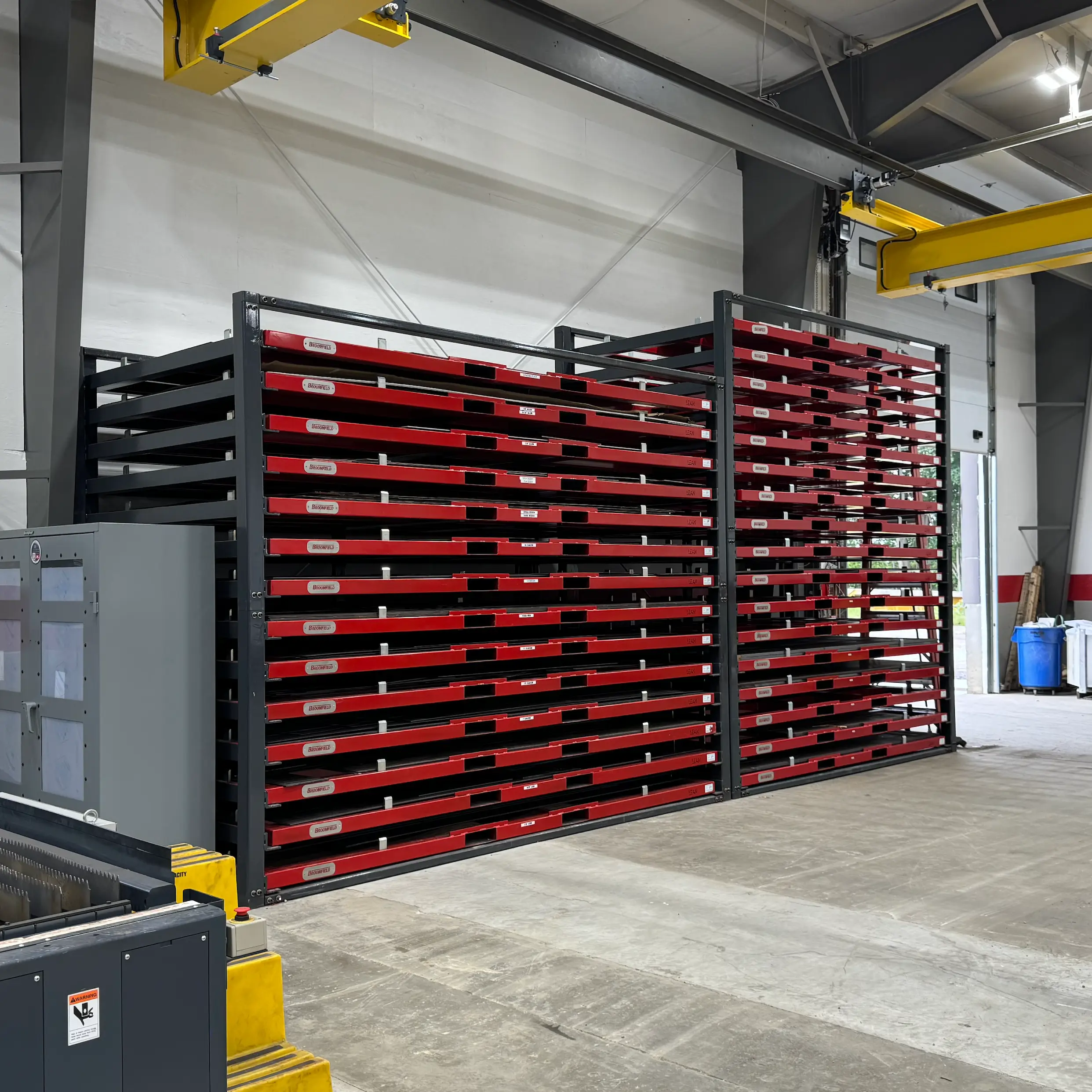two sheet metal storage racks from lean manufacturing products