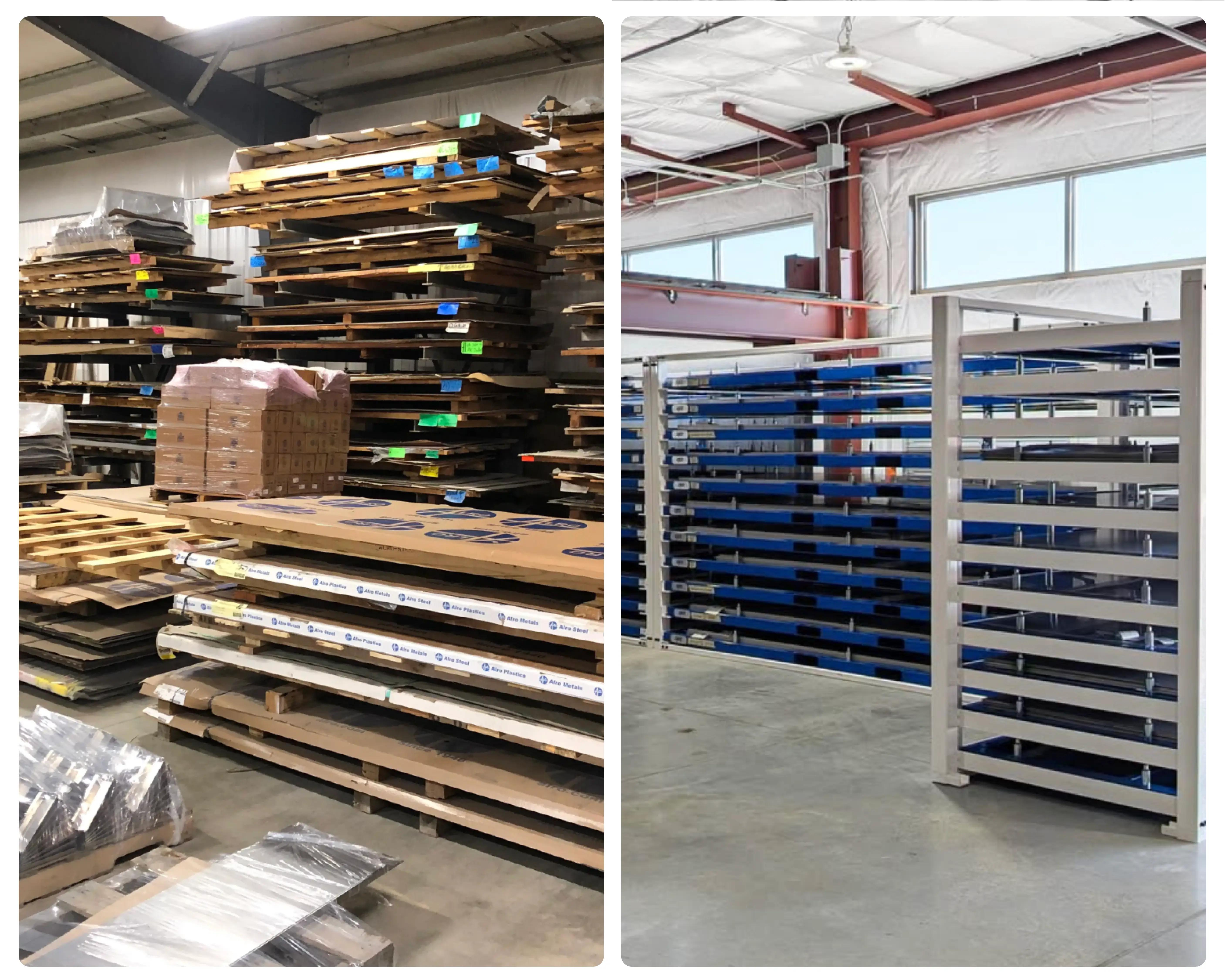 Comparison of wooden pallets to high-density sheet metal storage racks