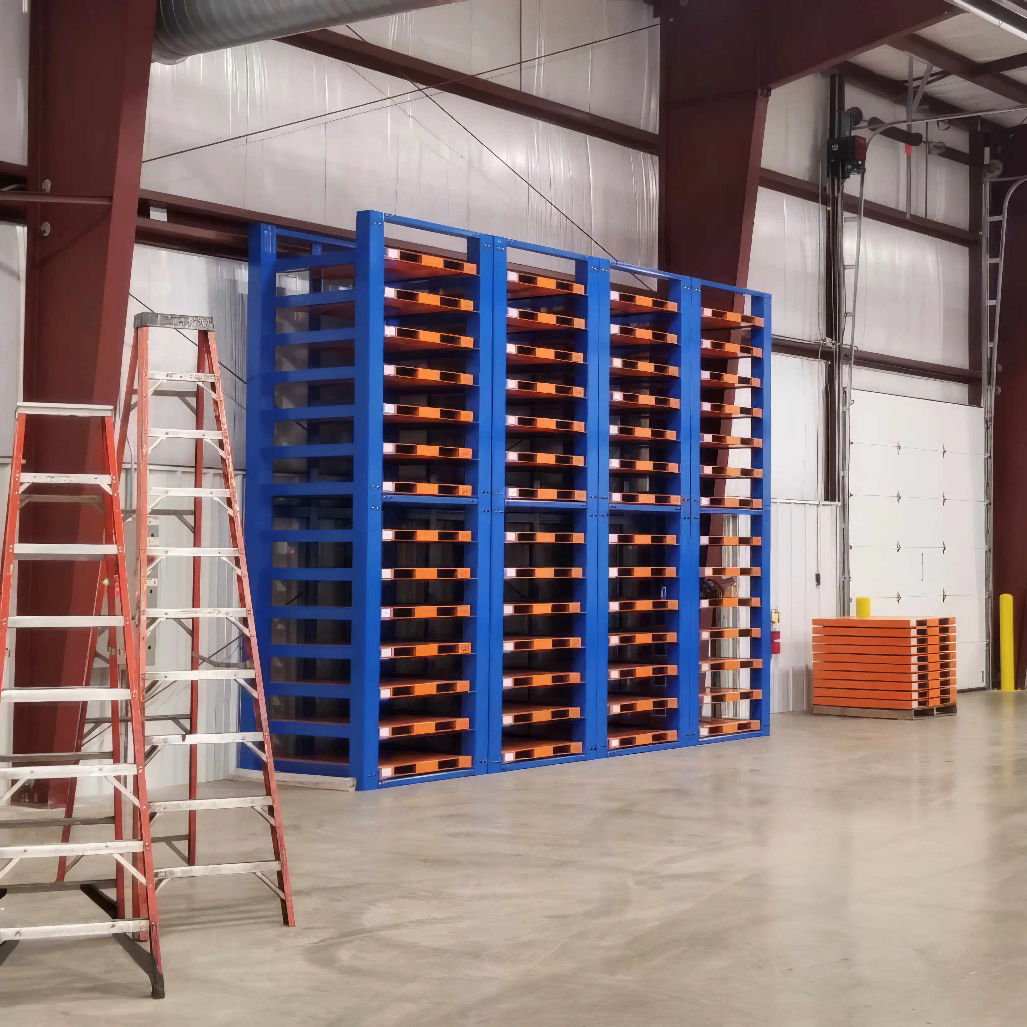 High-density, work-in-progress material rack