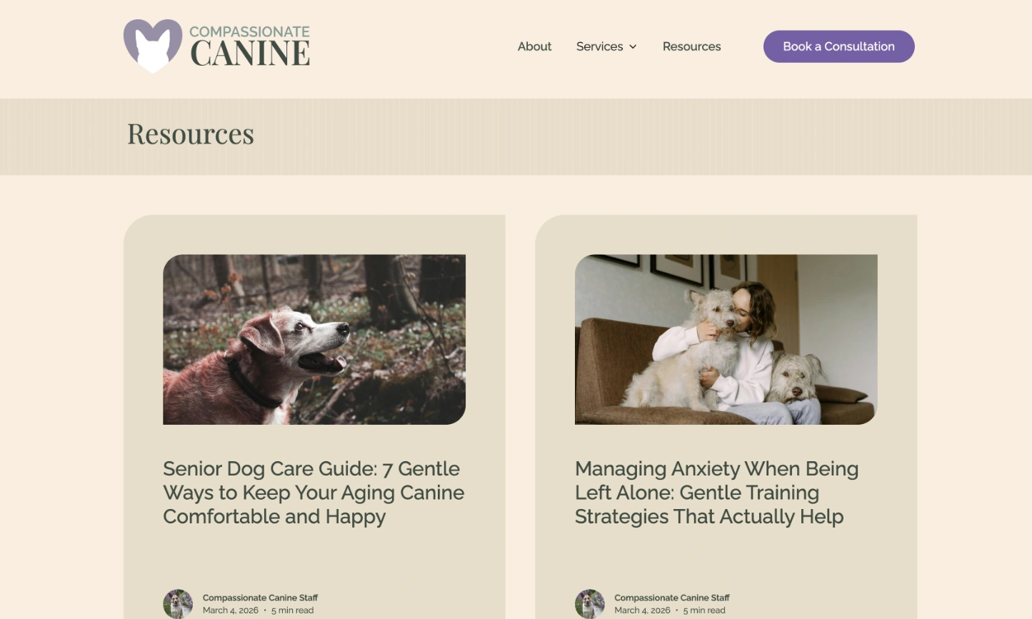 Compassionate Canine website