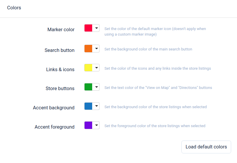 Storemapper customized brand colors