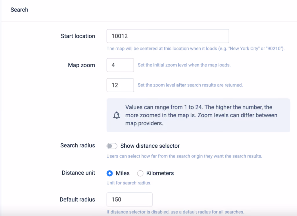 Default Starting Location screenshot