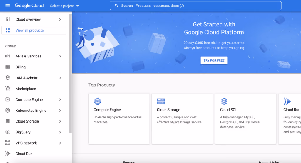 Google cloud console for connecting to Storemapper