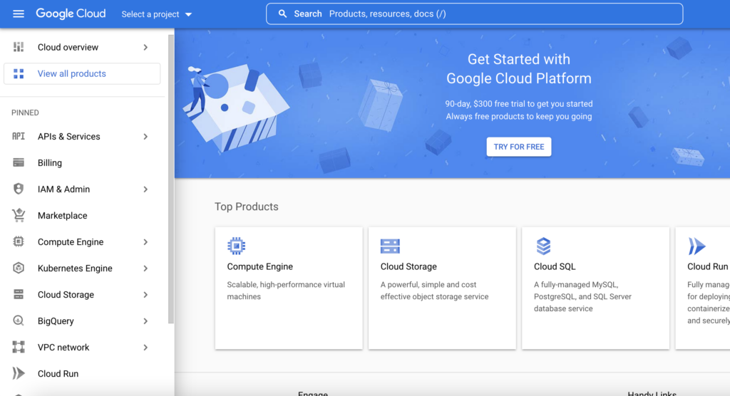 Google cloud console for connecting to Storemapper